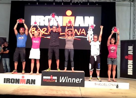 Siobhan on the Podium Ironman Barcelona 2016
